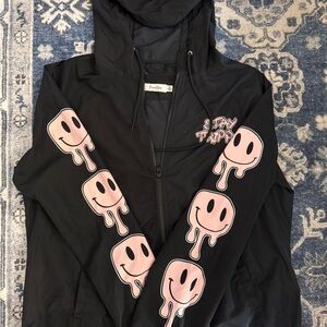 Stay Trippy Black and Pink Women's Windbreaker